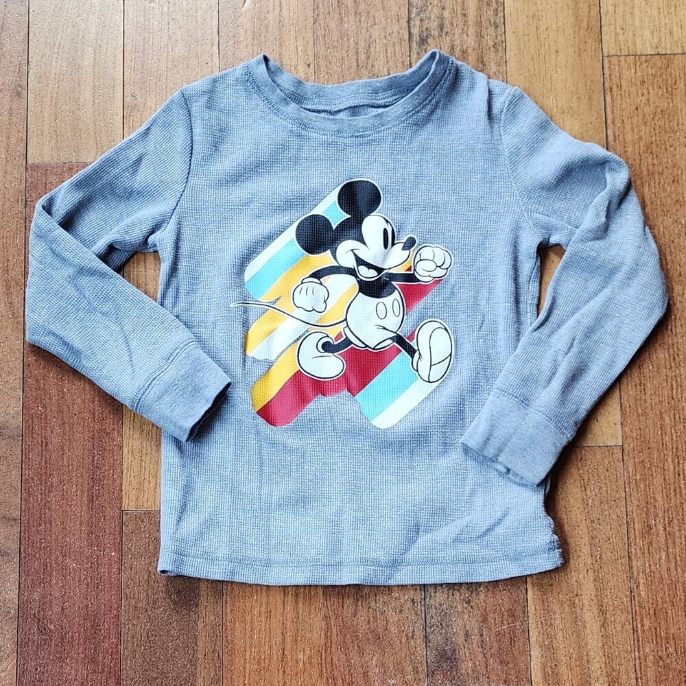 Disney Jumping Beans Mickey Mouse Long Sleeve Waffle Knit Jersey Size 5T